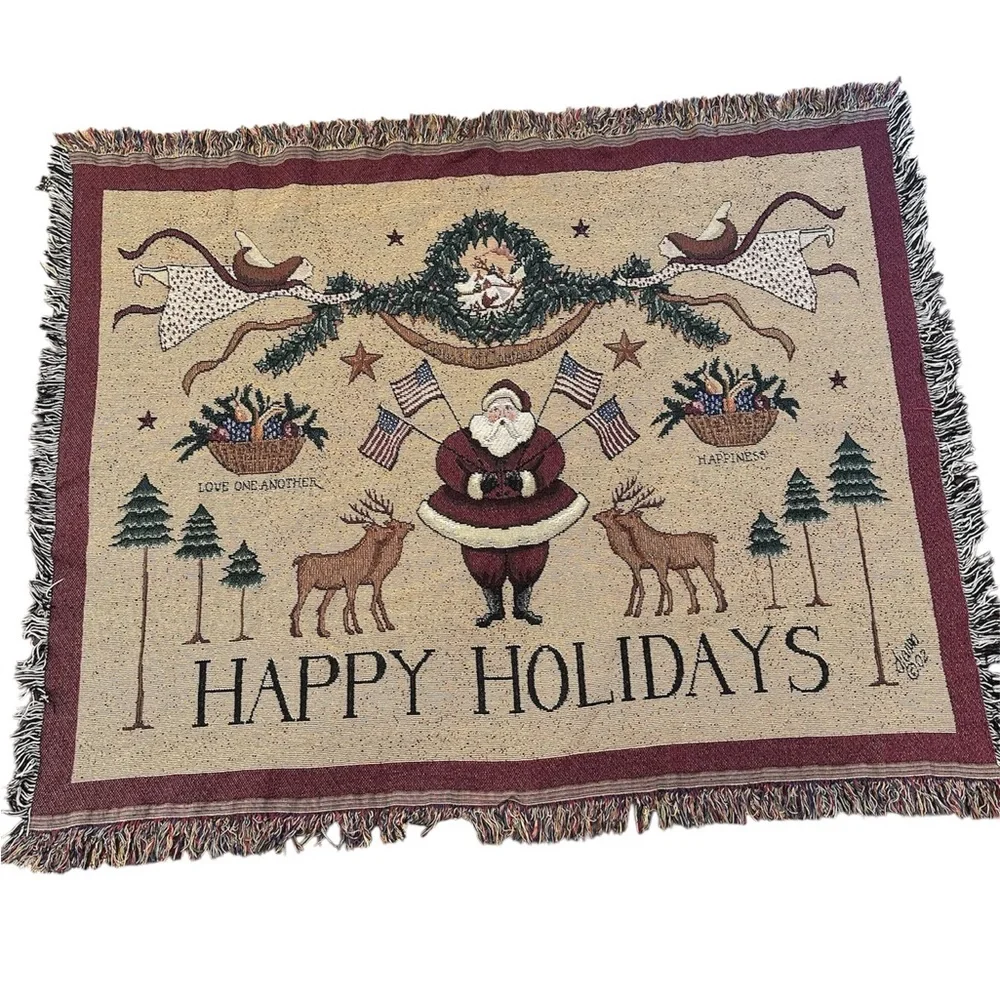2002 Patriotic Santa Christmas Throw - 36x47’’